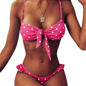SHEIN new Pink Polka Dot Bikini Set S